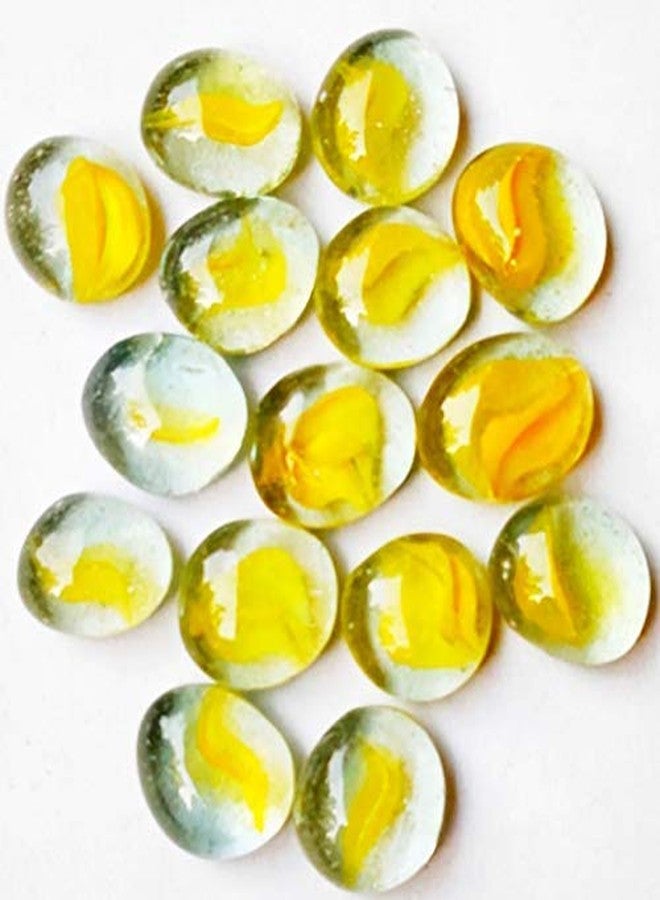 Parakh Lime Shaded Flat Round Marbles Aquarium Pebbles for Vase Fillers, Glass Gems Stone, Table Scatter, Landscaping, Aquarium Fish Tank, Party Decoration, Crystal Rocks (60 Pcs) - Image 2